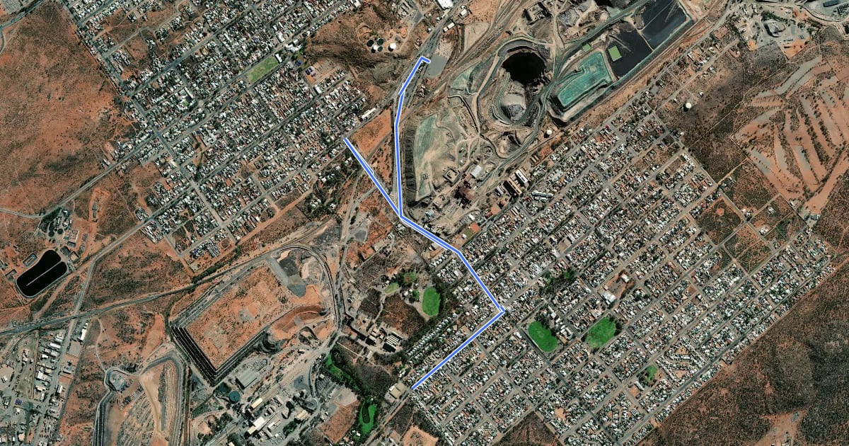 Маршрут Broken Hill - South Broken Hill на спутниковом снимке