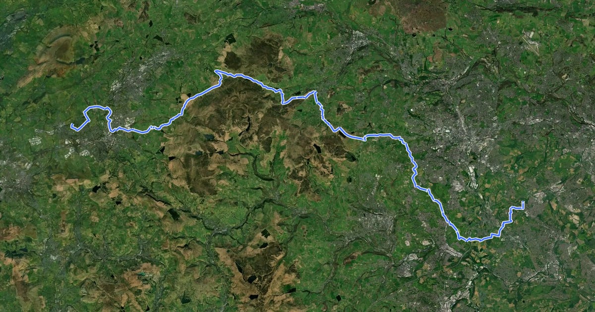Маршрут Bronte Way на спутниковом снимке