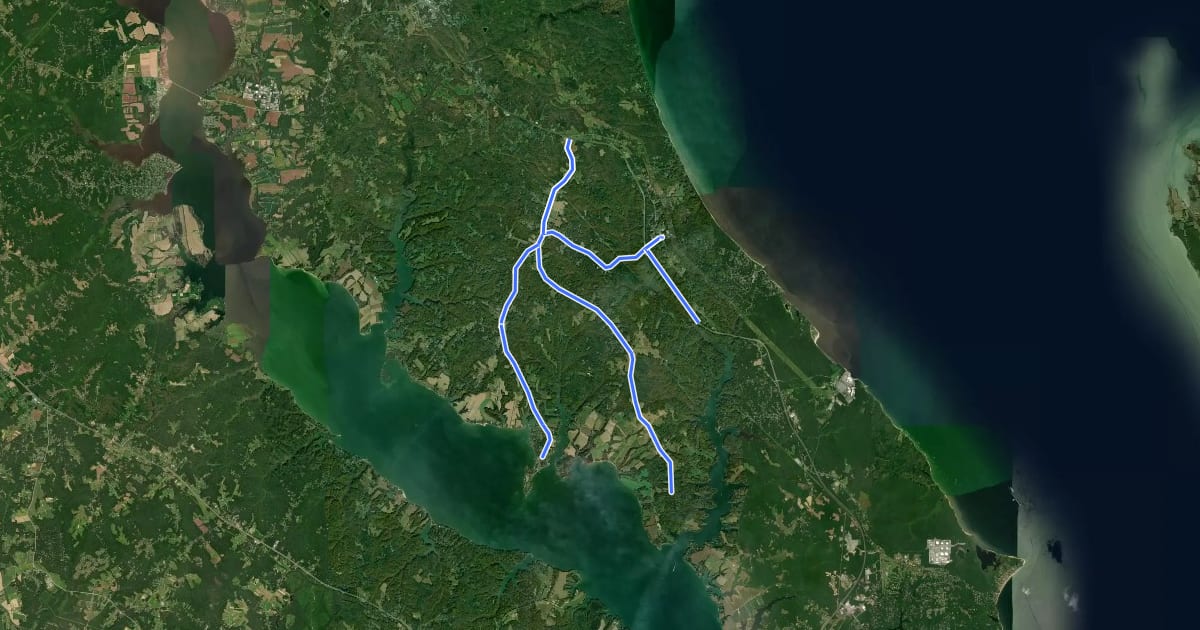 Маршрут Broomes Island/Saint Leonard Route на спутниковом снимке