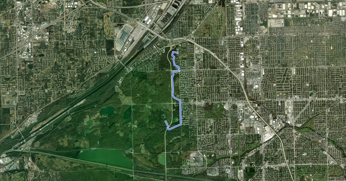 Маршрут Brown East Trail на спутниковом снимке