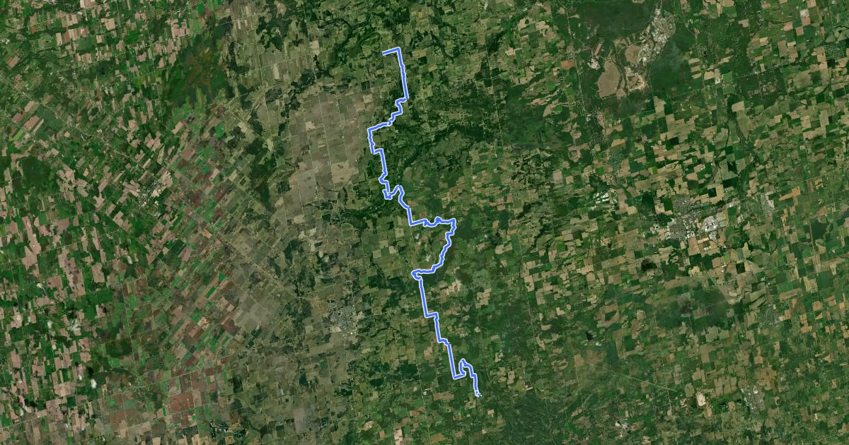 Маршрут Bruce Trail - Dufferin Hi-Land section на спутниковом снимке