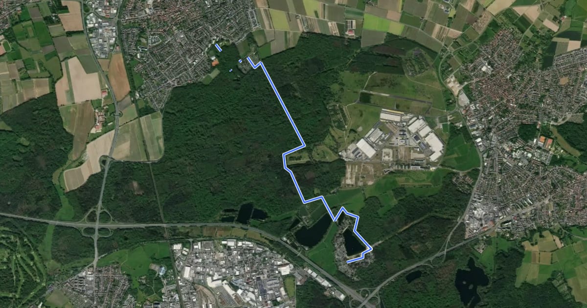 Маршрут Bruchköbel Wanderweg 6 на спутниковом снимке