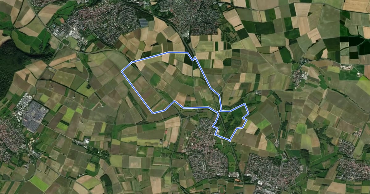 Маршрут Bruchköbel Wanderweg 7 на спутниковом снимке