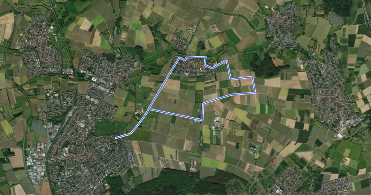 Маршрут Bruchköbel Wanderweg 8 на спутниковом снимке