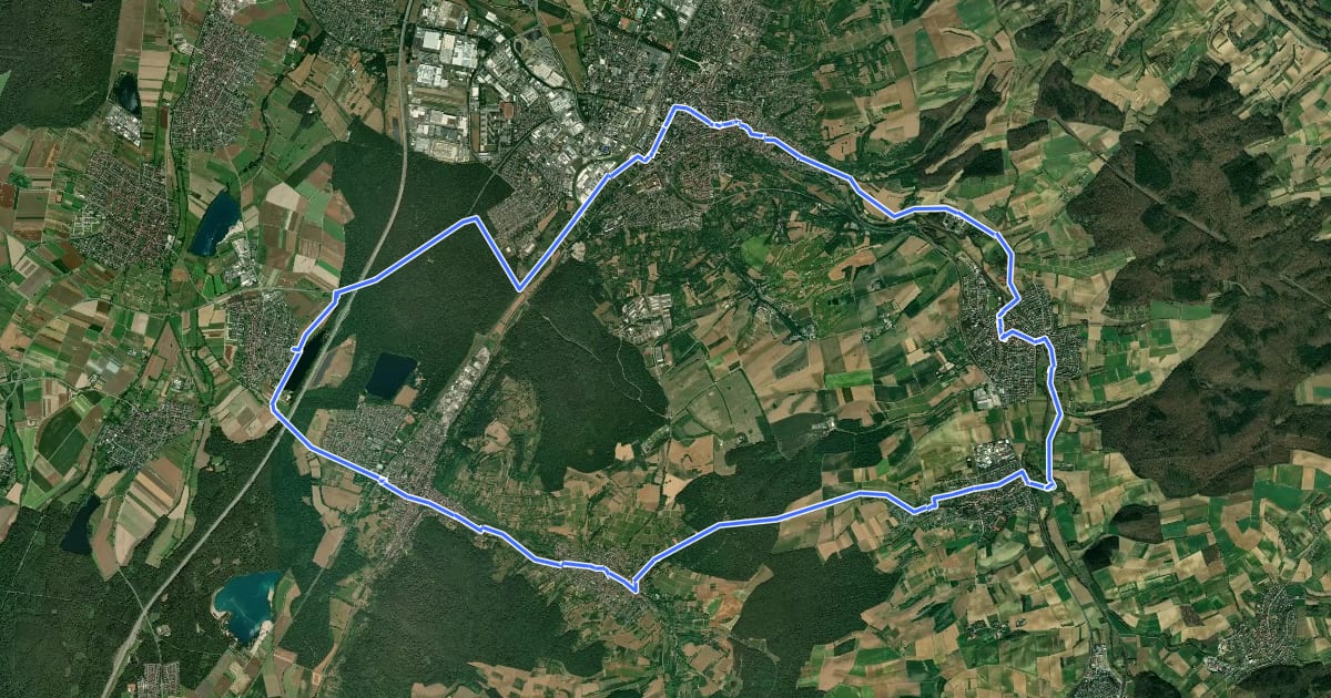 Маршрут Bruchsaler-Ringroute на спутниковом снимке