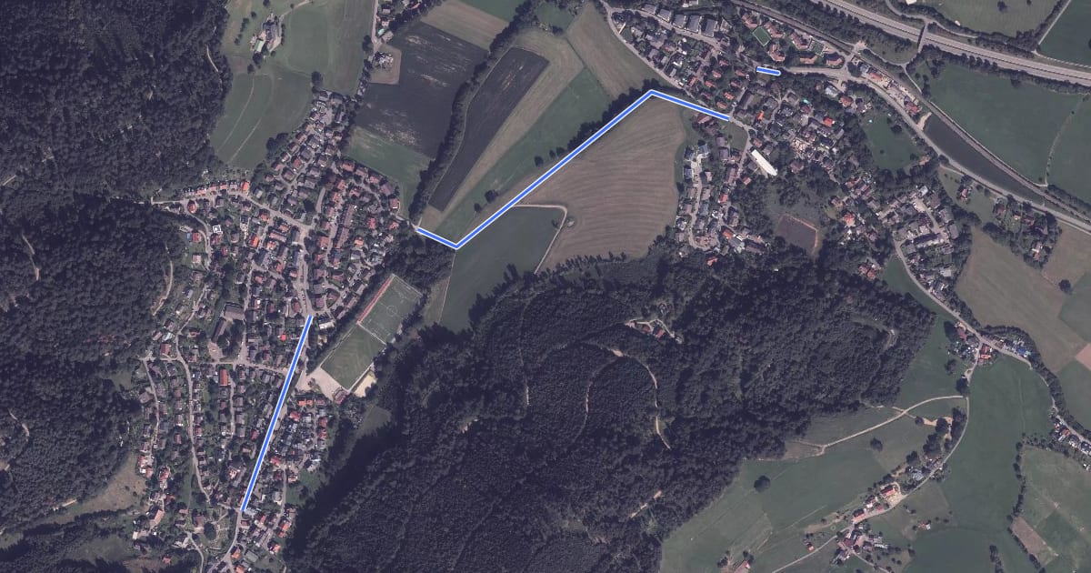 Маршрут Bruckmühle - Petersbergstraße на спутниковом снимке