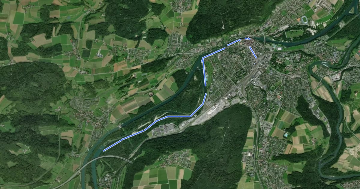 Маршрут Brugg-Hilfswehr NOK на спутниковом снимке
