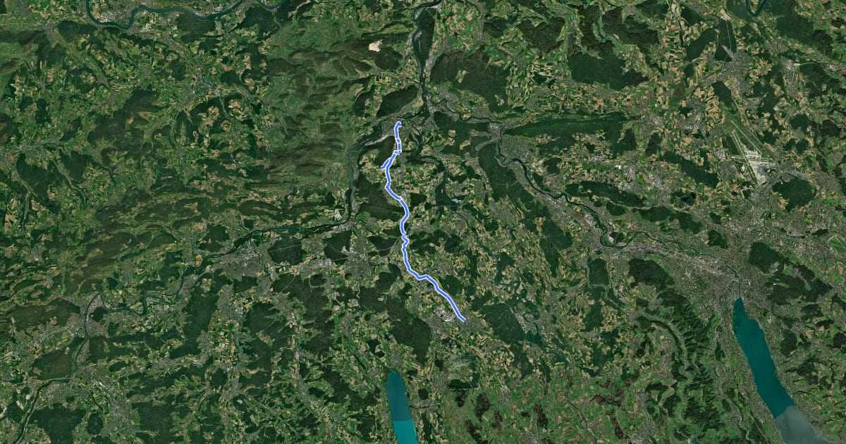 Маршрут Brugg-Othmarsingen-Wohlen на спутниковом снимке