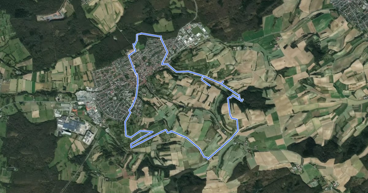 Маршрут Brunnenweg (Geopfad Östringen) на спутниковом снимке
