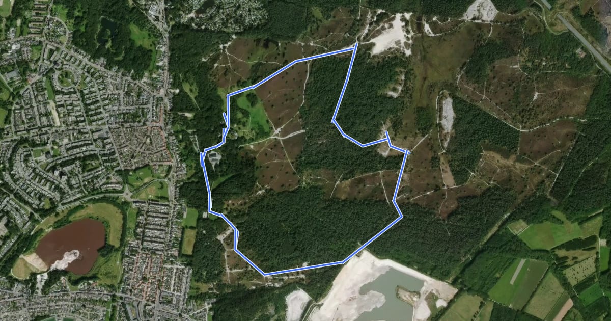 Маршрут Brunssummer Heide NM6 Lichtgroene route на спутниковом снимке