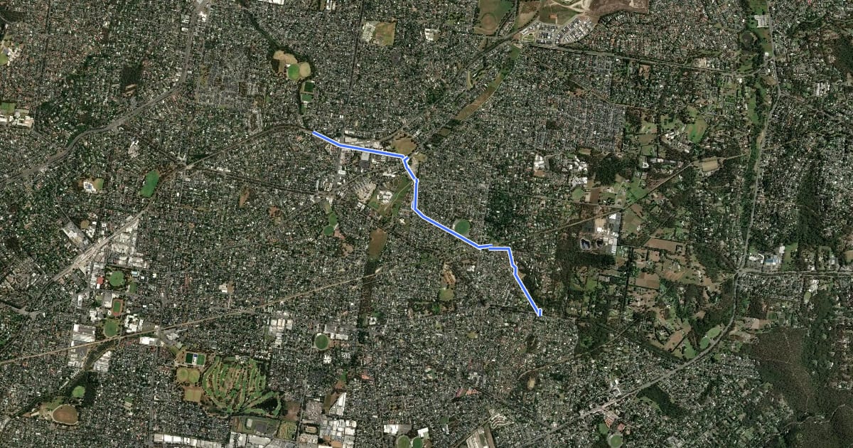 Маршрут Brushy Creek Linear Trail на спутниковом снимке