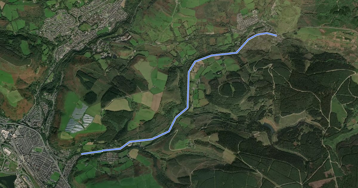 Маршрут Bryn Goytre Cycleway на спутниковом снимке