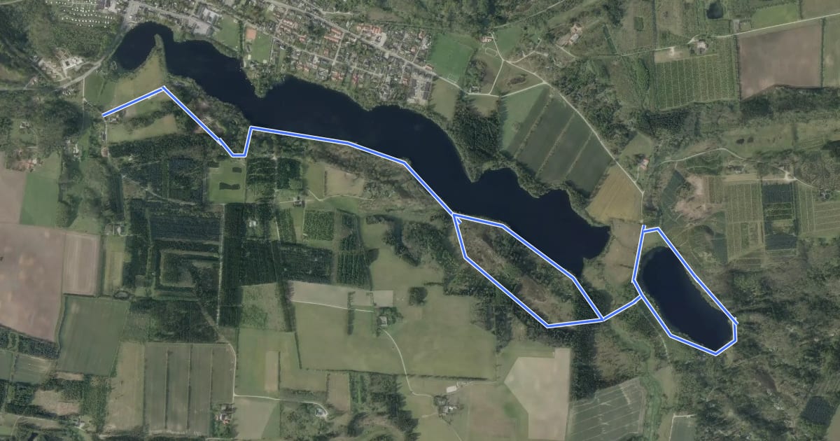Маршрут Bryrup Langsø og Karlsø на спутниковом снимке