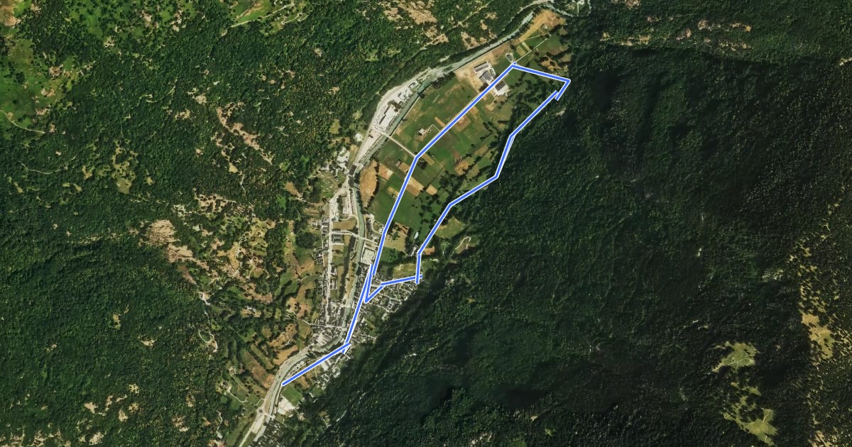 Маршрут BTT 01: Les - Sant Blai - Camin Reiau - Les на спутниковом снимке