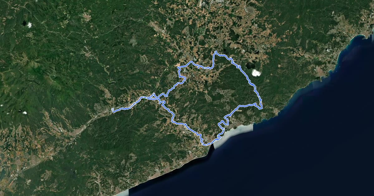 Маршрут BTT la Selva - Circular Sud на спутниковом снимке