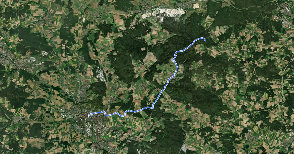 Маршрут Buchbergweg von Amberg на спутниковом снимке