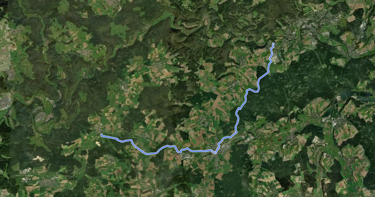 Маршрут Buchheim - Meßkirch - Inzigkofen на спутниковом снимке