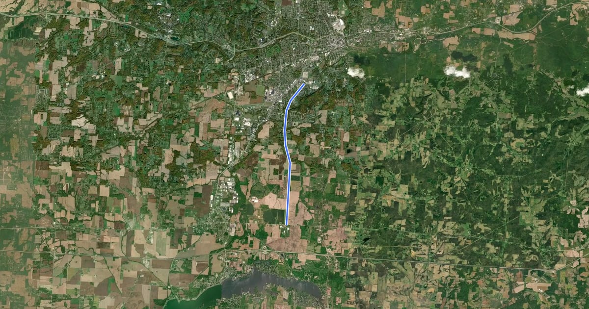 Маршрут Buckeye Scenic Trail на спутниковом снимке