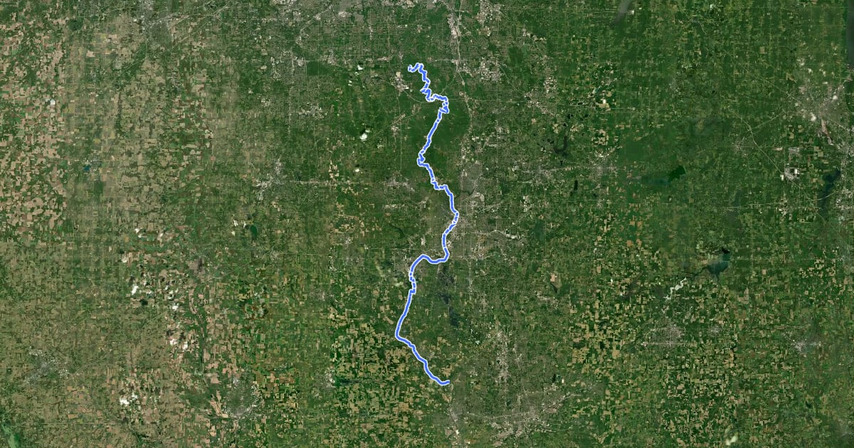 Маршрут Buckeye Trail (Akron) на спутниковом снимке