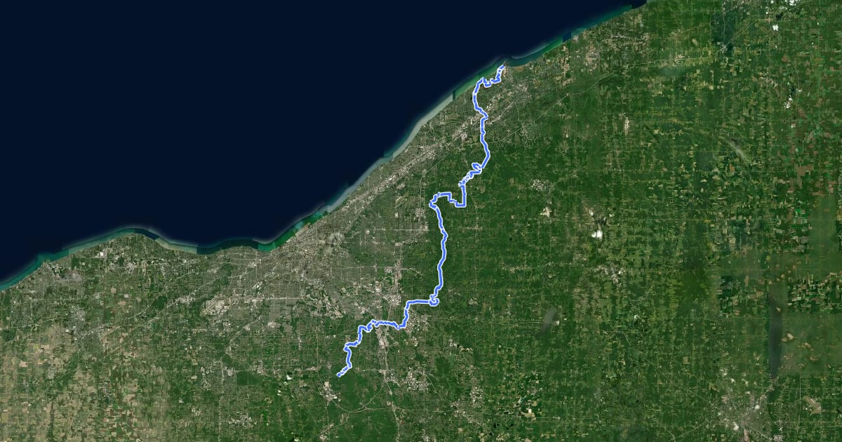Маршрут Buckeye Trail (Bedford) на спутниковом снимке