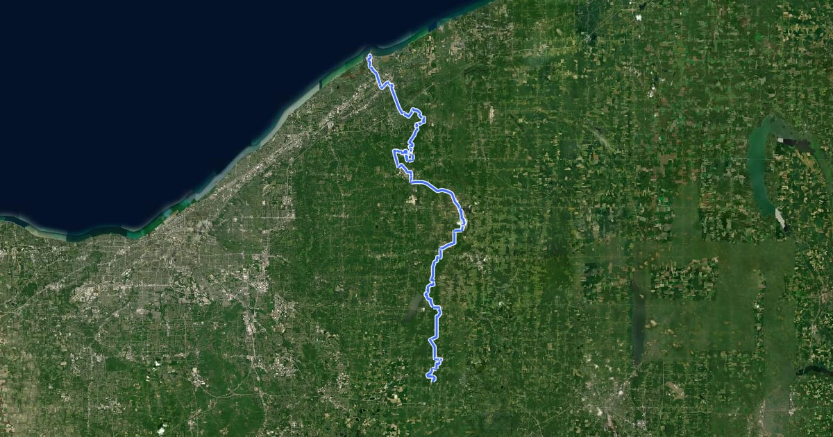 Маршрут Buckeye Trail (Burton) на спутниковом снимке