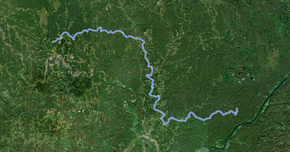 Маршрут Buckeye Trail (Whipple) на спутниковом снимке