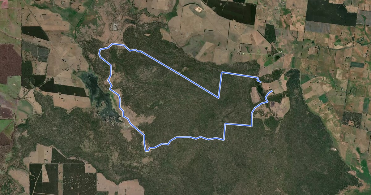 Маршрут Budj Bim Trails на спутниковом снимке
