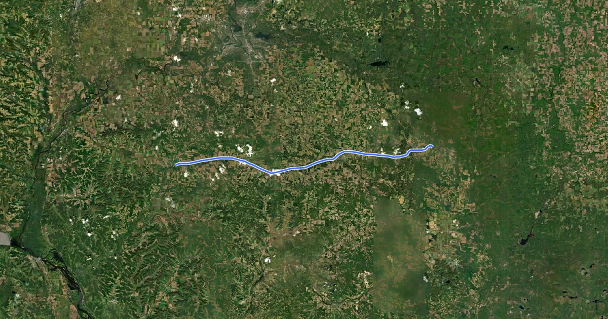 Маршрут Buffalo River State Trail на спутниковом снимке
