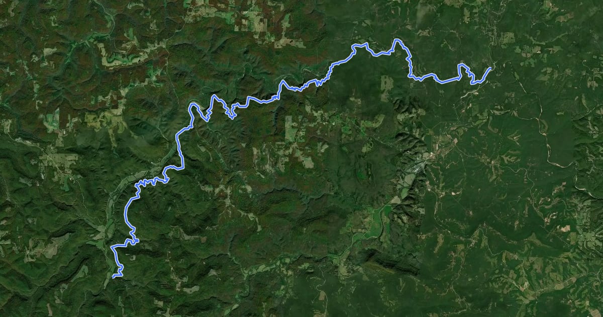 Маршрут Buffalo River Trail на спутниковом снимке