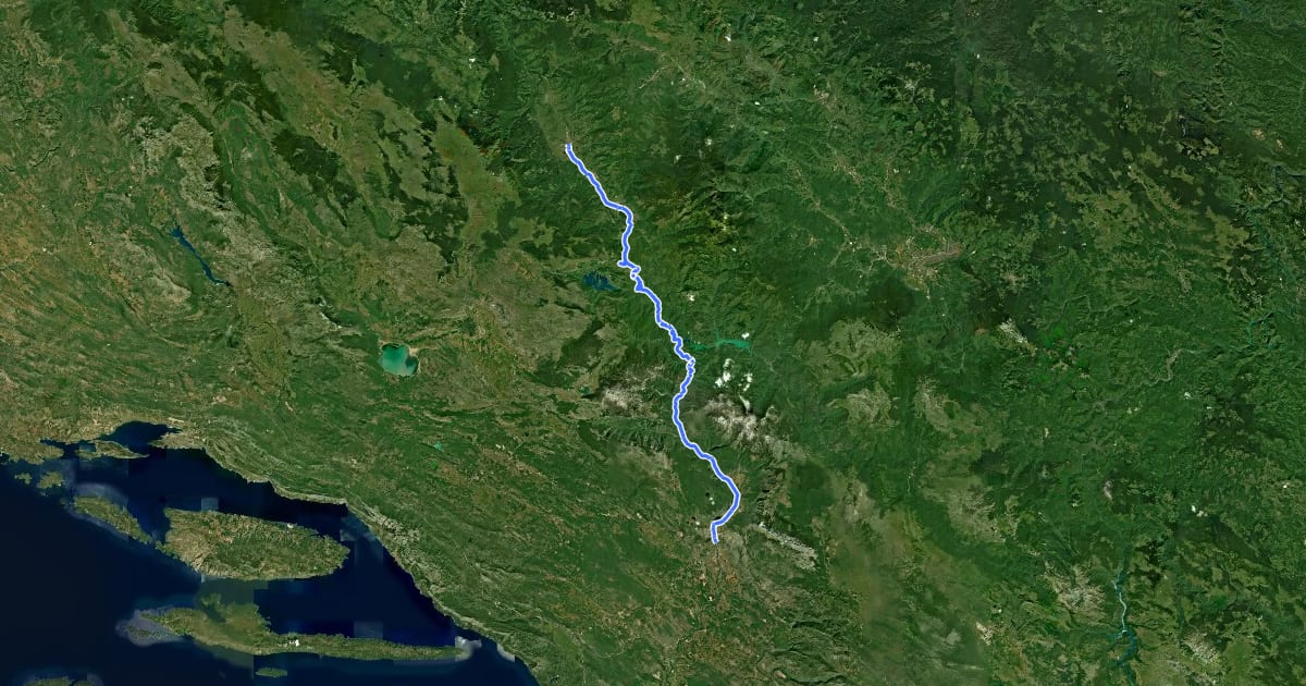 Маршрут Bugojno - Mostar на спутниковом снимке