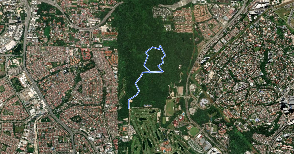 Маршрут Bukit Kiara Main Loop на спутниковом снимке