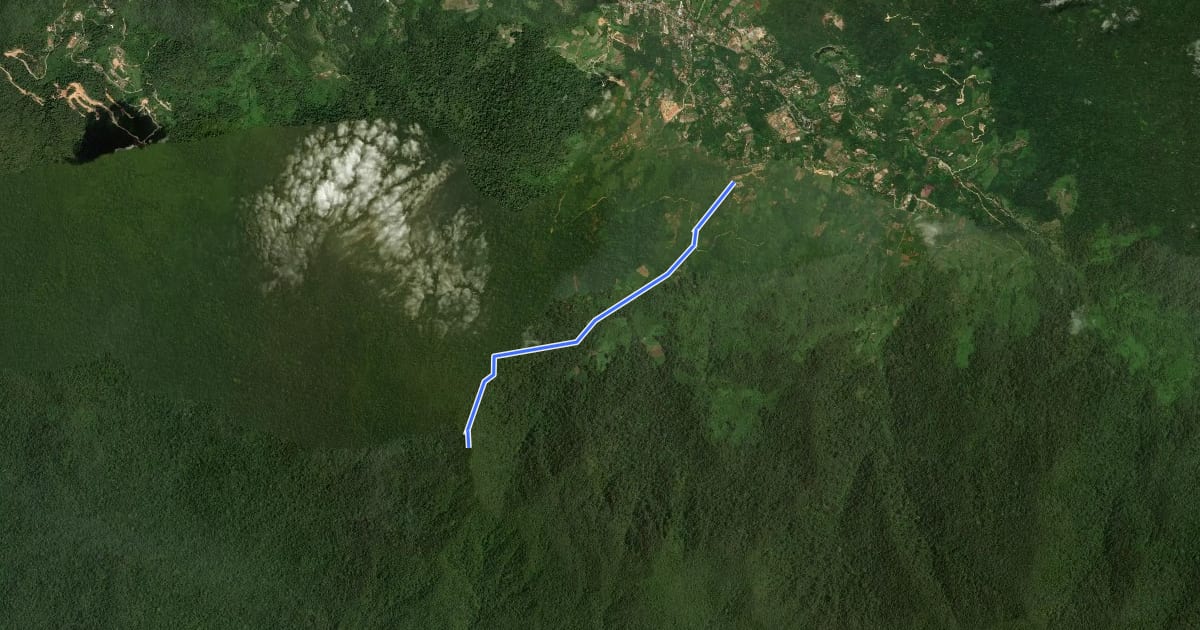 Маршрут Bukit Repin Hiking Trail via Janda Baik на спутниковом снимке