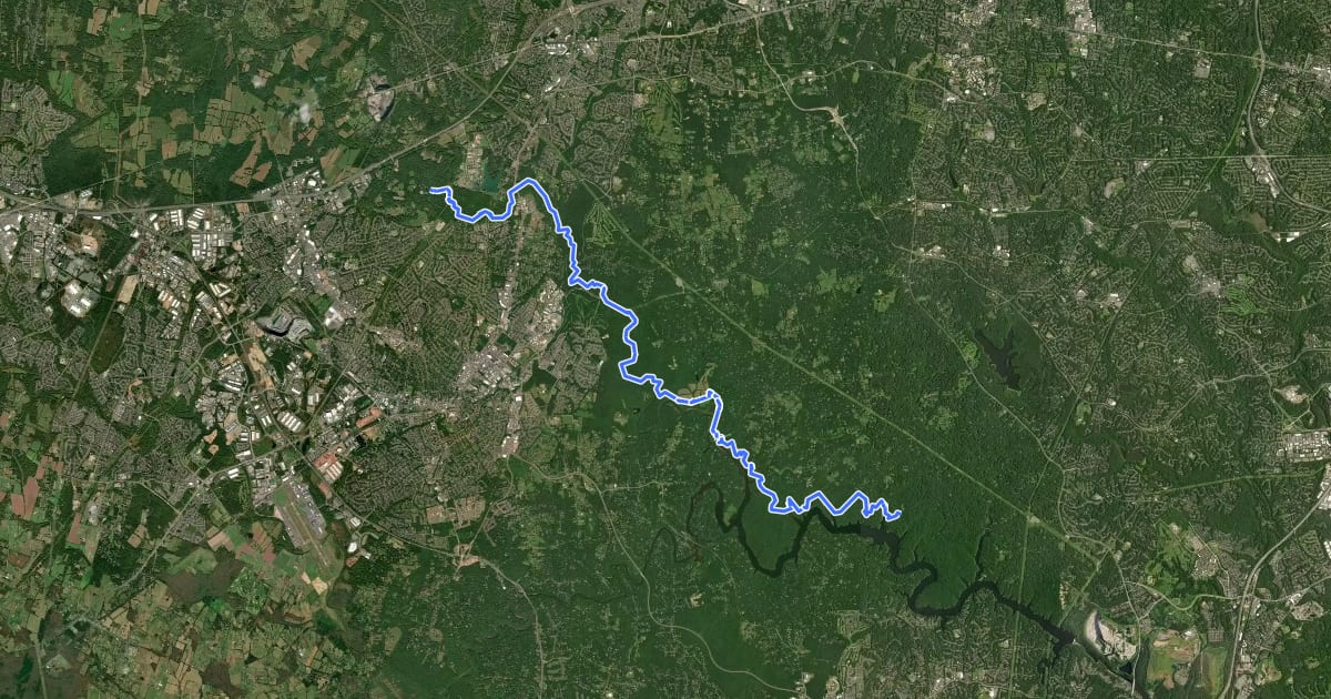 Маршрут Bull Run Occoquan Trail на спутниковом снимке