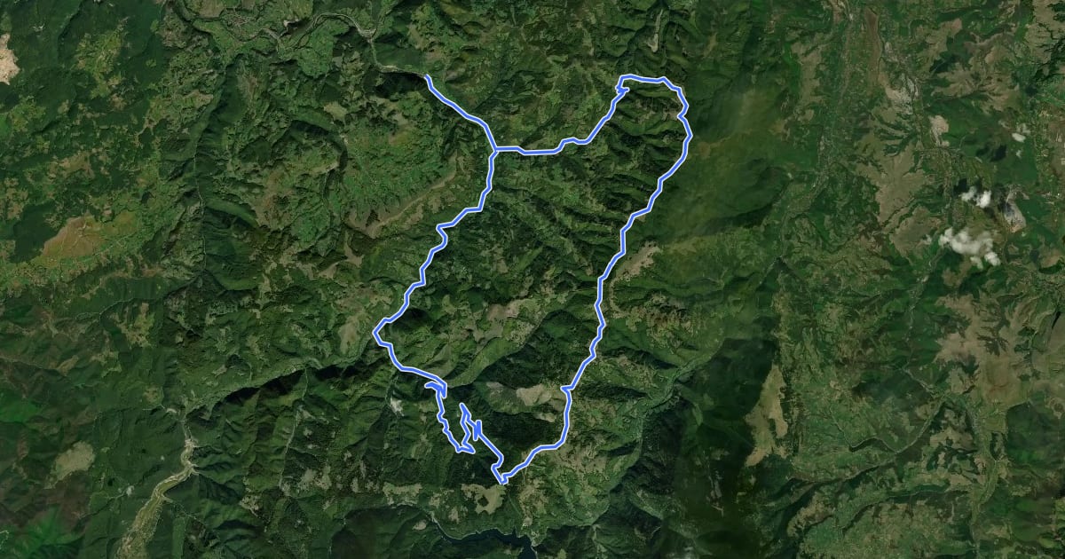 Маршрут Bulz- Remeți - Dealul Caprei – Floroiu - Vârful Pin - Vârful Scoroșet – Dealu Mare – Cătunul Fănești - Valea Sărăcel - Bulz на спутниковом снимке
