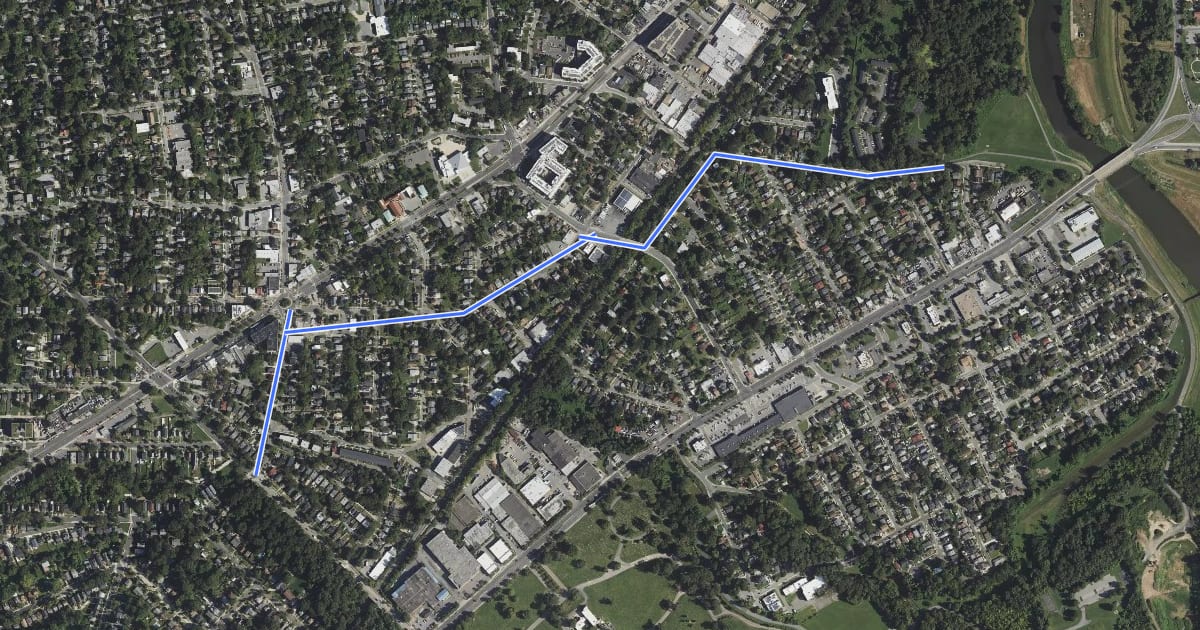 Маршрут Bunker Hill Rd на спутниковом снимке