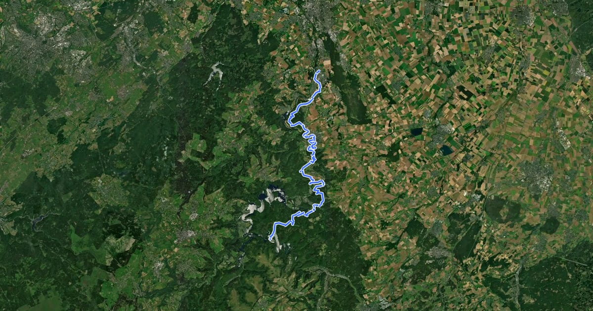 Маршрут Buntsandsteinroute на спутниковом снимке
