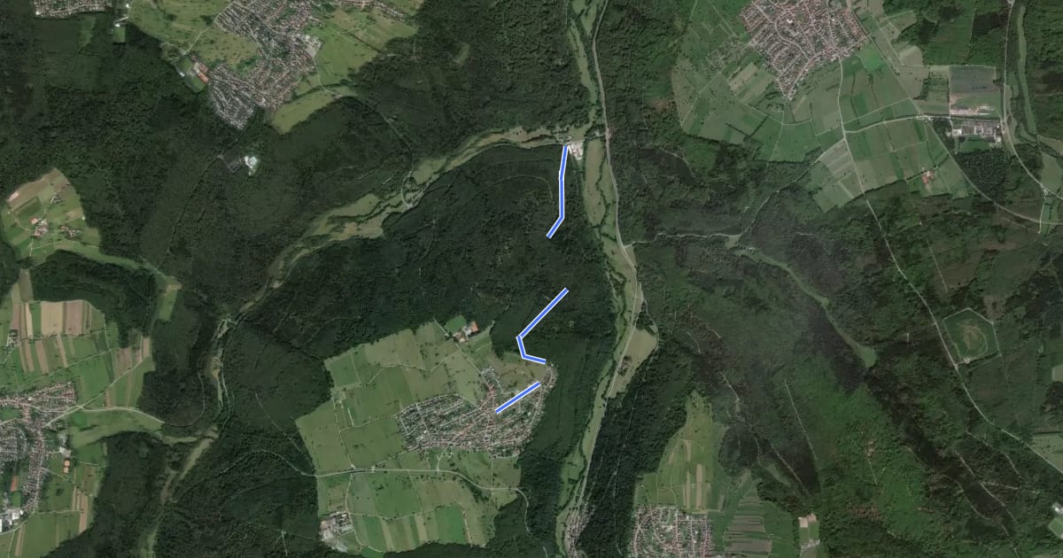 Маршрут Burbach An der Linde - Hornkopf на спутниковом снимке