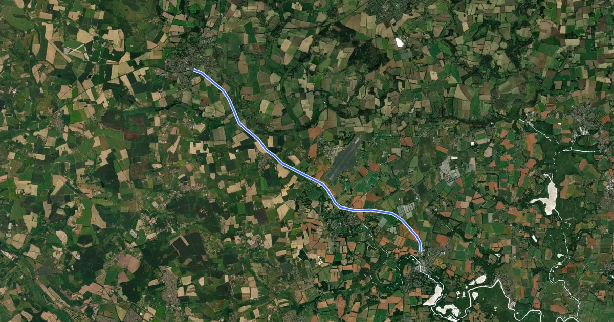 Маршрут Bure Valley Path на спутниковом снимке