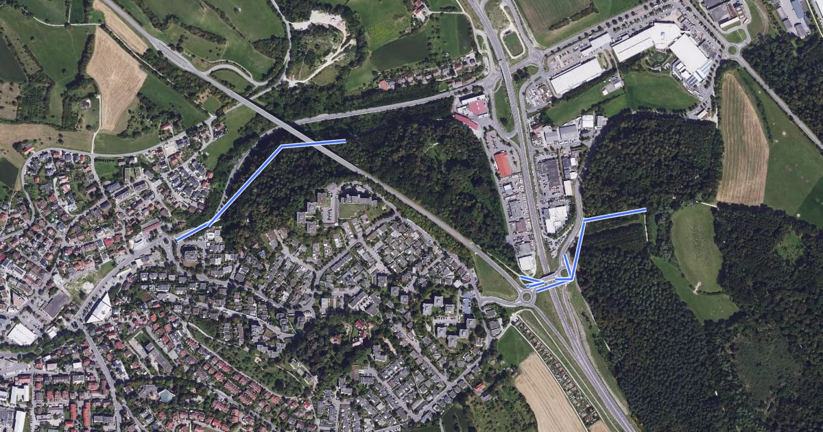 Маршрут Burgbergring - Sprengenen на спутниковом снимке