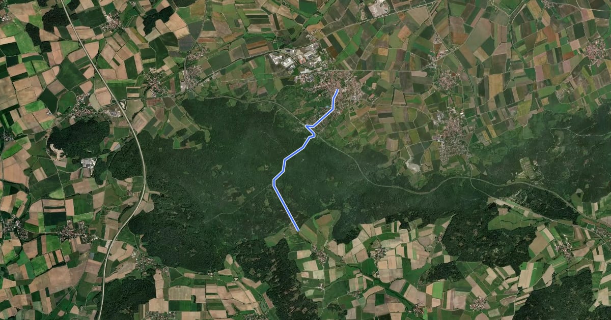 Маршрут Burgbernheim - Hornau на спутниковом снимке
