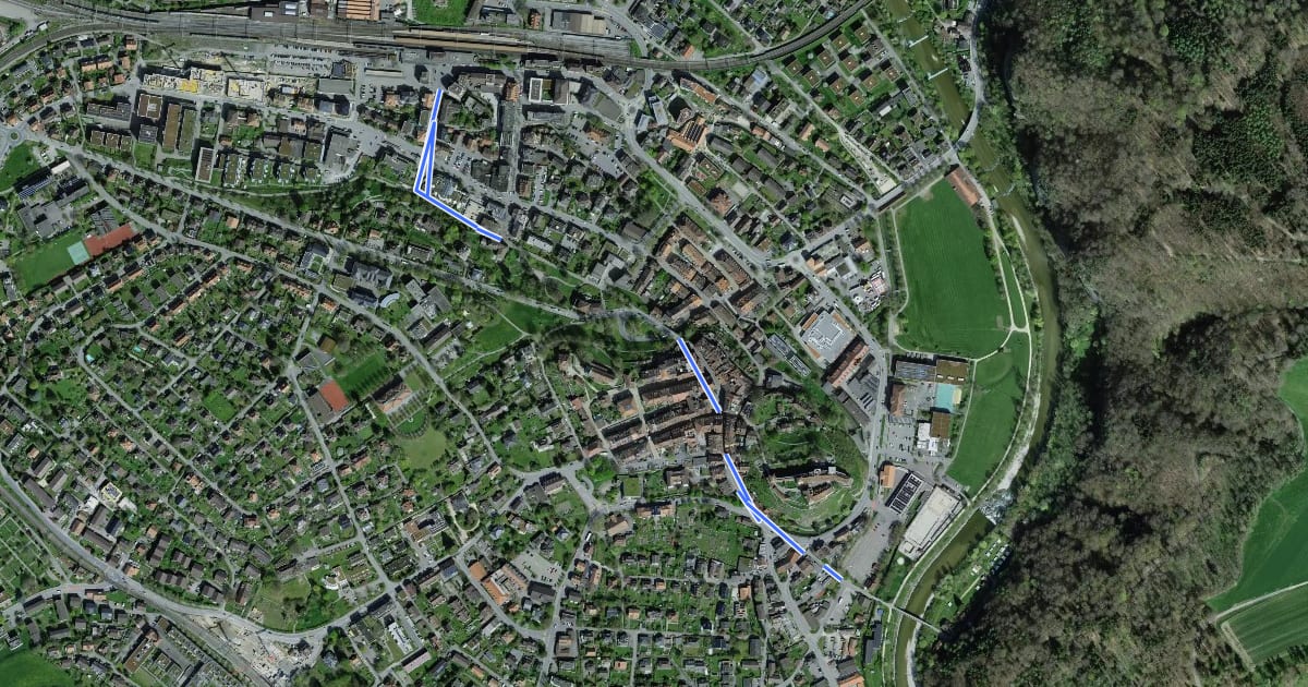 Маршрут Burgdorf / Bahnhof - Waldeggbrügg на спутниковом снимке