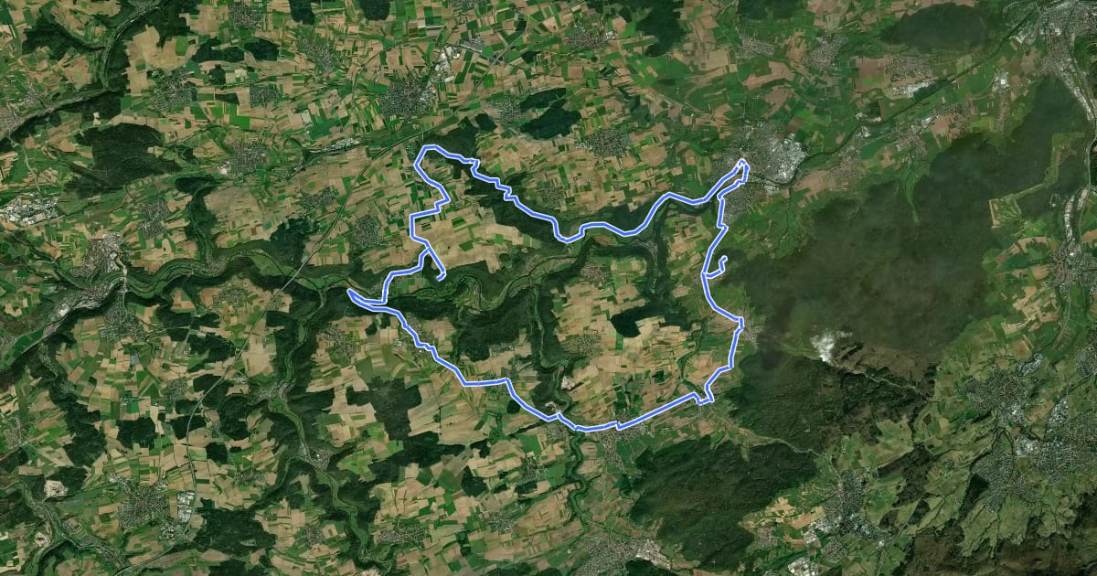 Маршрут Burgen & Schlösser-Tour: Neckartal-Runde на спутниковом снимке
