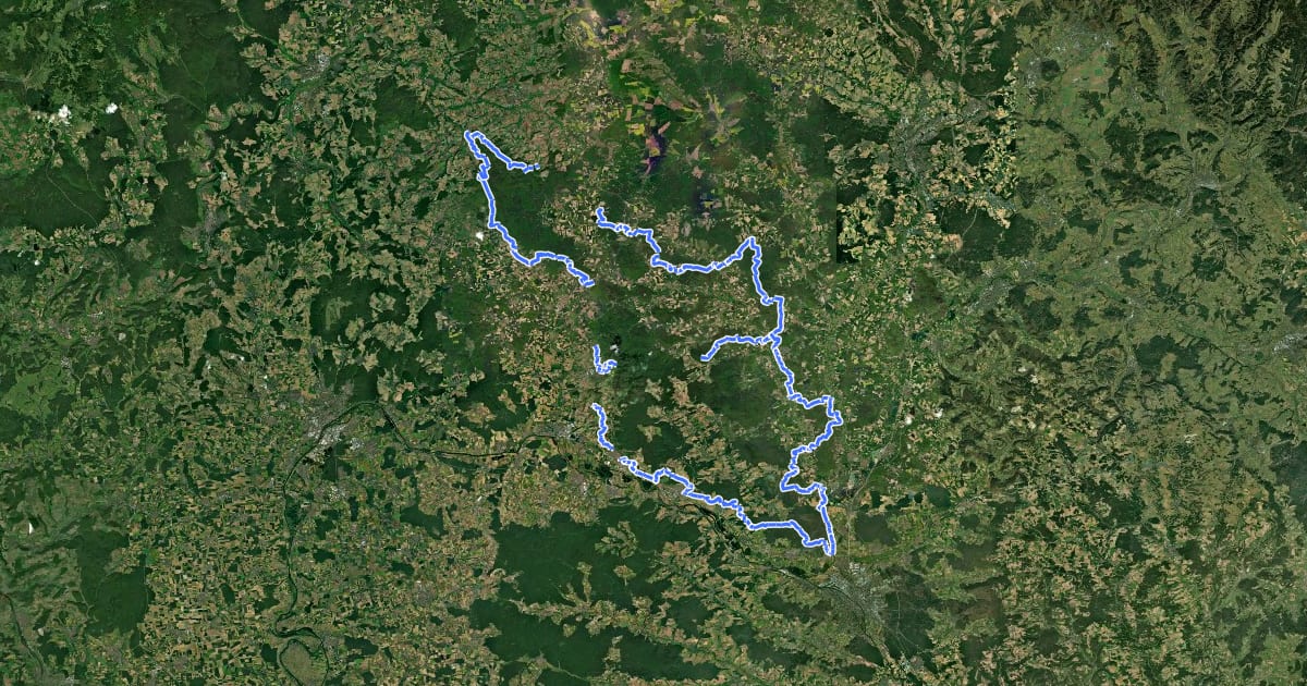 Маршрут Burgen- und Schlösserweg на спутниковом снимке
