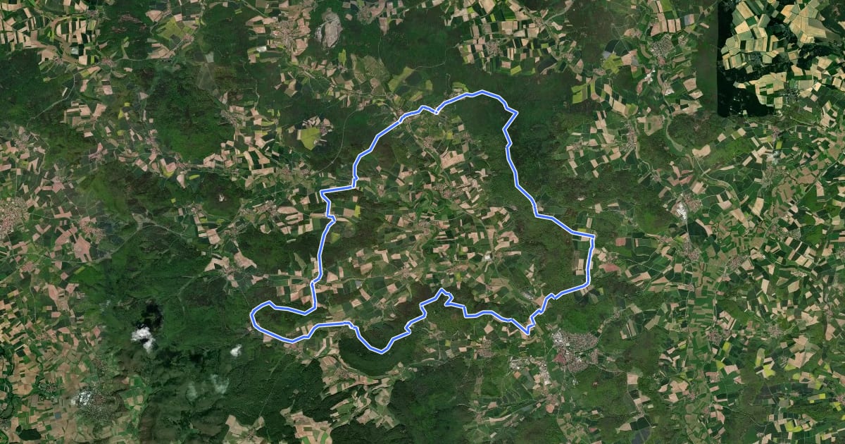 Маршрут Burgenkundlicher Rundweg Haßberge на спутниковом снимке