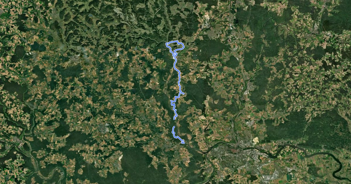 Маршрут Burgensteig 1: durch das Naabtal (Rote Feder) на спутниковом снимке