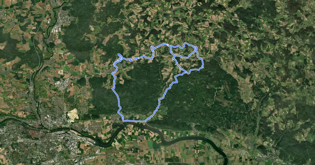 Маршрут Burgensteig 4: Donaustaufer Burgensteig (Rote Feder) на спутниковом снимке