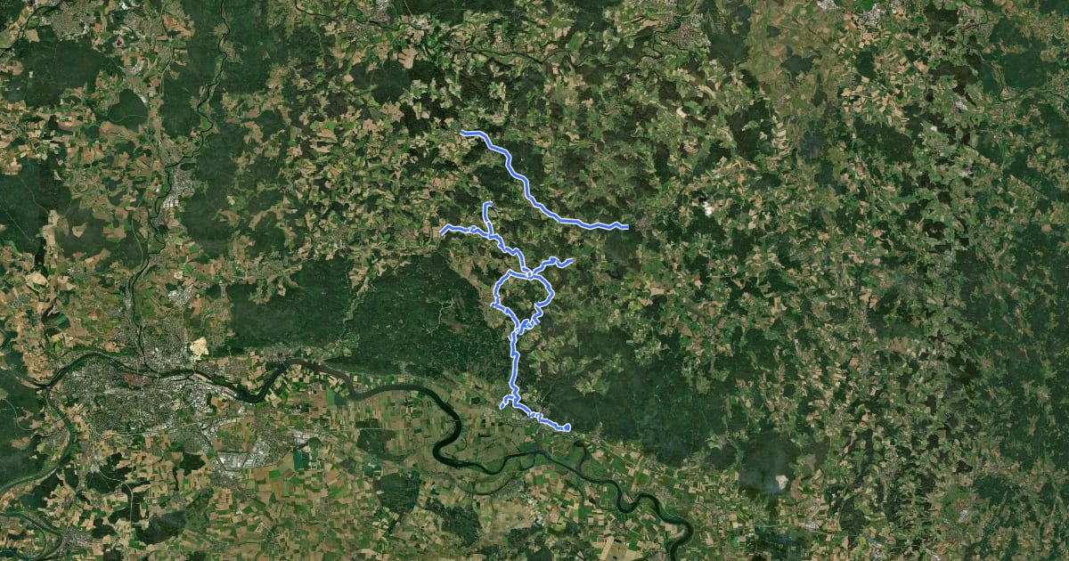 Маршрут Burgensteig 5: Brennberger Burgensteig (Rote Feder) на спутниковом снимке