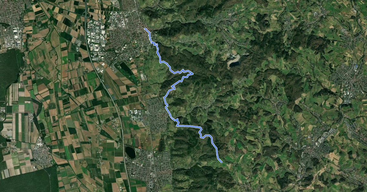 Маршрут Burgensteig Bergstraße Etappe 4 на спутниковом снимке