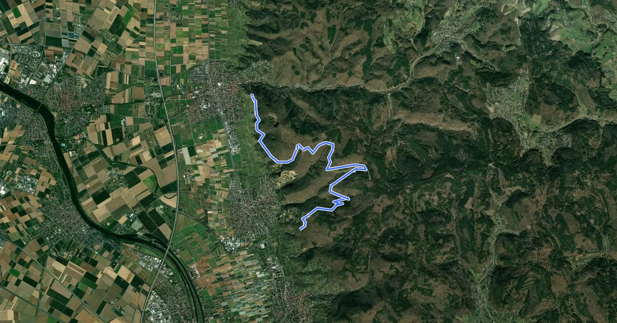 Маршрут Burgensteig Bergstraße Etappe 8 на спутниковом снимке