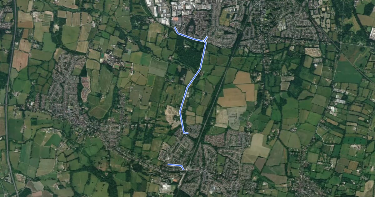 Маршрут Burgess Hill - Hassocks Cycle Route на спутниковом снимке